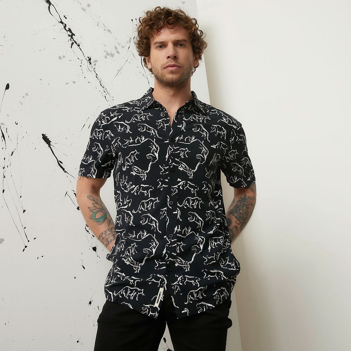 AMERICANINO - Camisa Casual Manga Corta Hombre Americanino