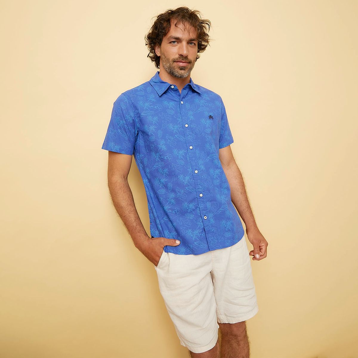CASCAIS - Camisa Casual Algodón Manga Corta Hombre Cascais