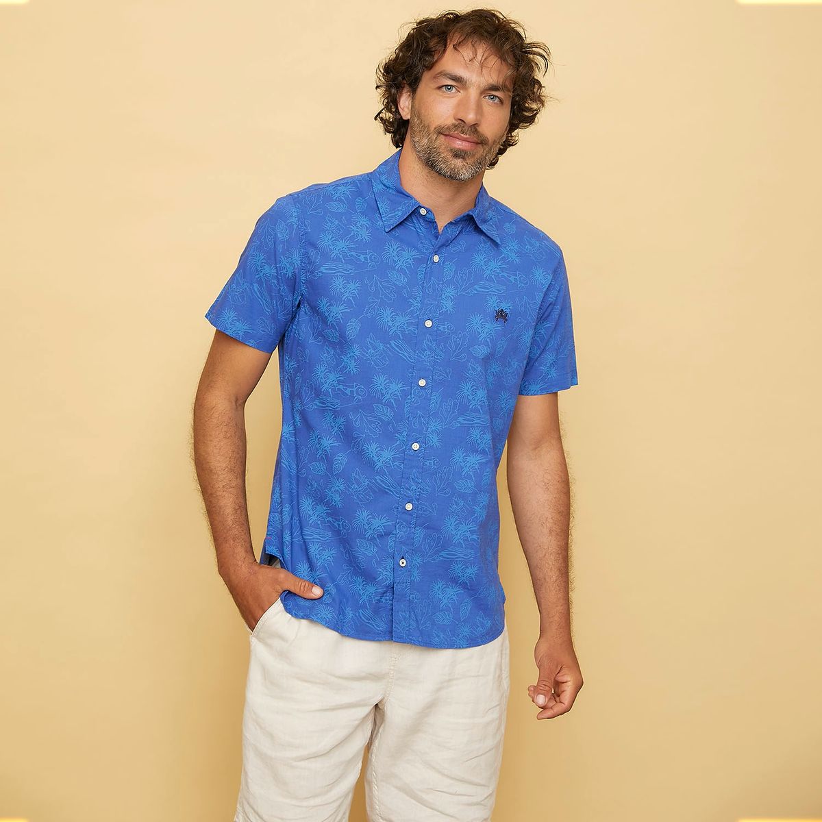 CASCAIS - Camisa Casual Algodón Manga Corta Hombre Cascais