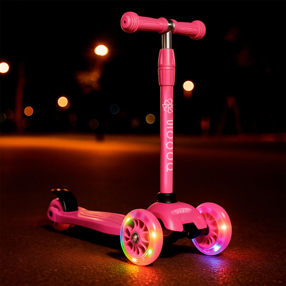SCOOP - Scooter Infantil 3 Ruedas Scoop con Luces Rosado Fluor