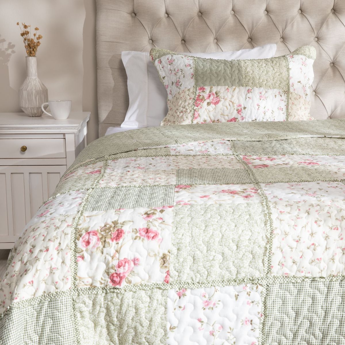 TEXTIL VIÑA - Cubrecama Promo Patch Verde Textil Viña