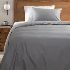 BASEMENT HOME - Funda Plumón 100%Cotton 180 Hilos Gris 1.5 Plaza
