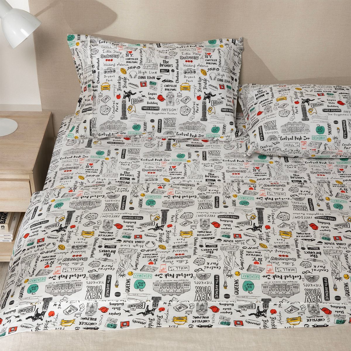 MICA - Juego de Sábanas 180 Hilos Estampada Broadway Ny Mica