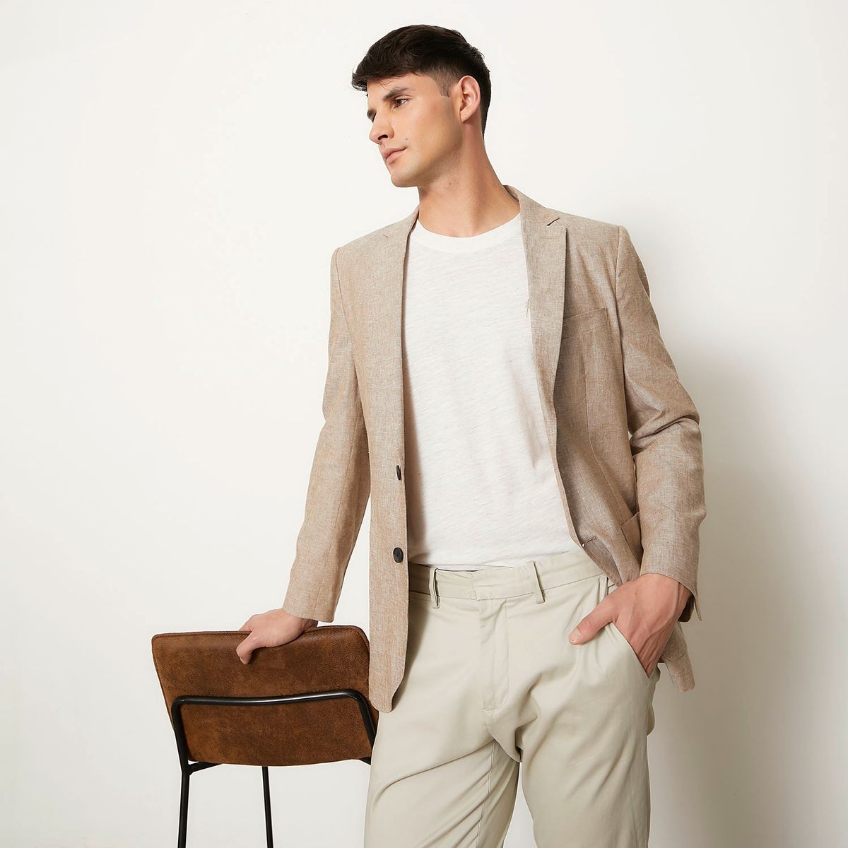 BASEMENT - Chaqueta Formal Slim Lino Hombre Basement