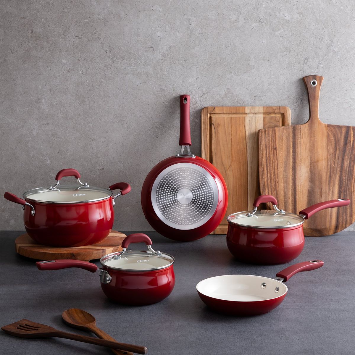 OSTER - Batería de Cocina 8 Piezas Cerámica Ceramic Oster