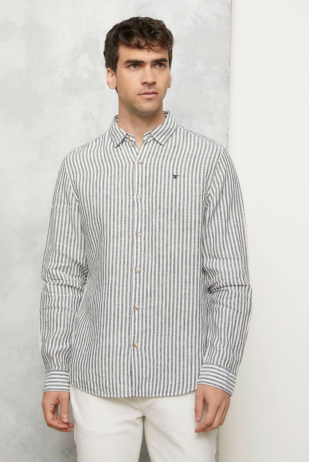 WOLF&HANK - Camisa Casual Manga Larga Lino Hombre Wolf&Hank