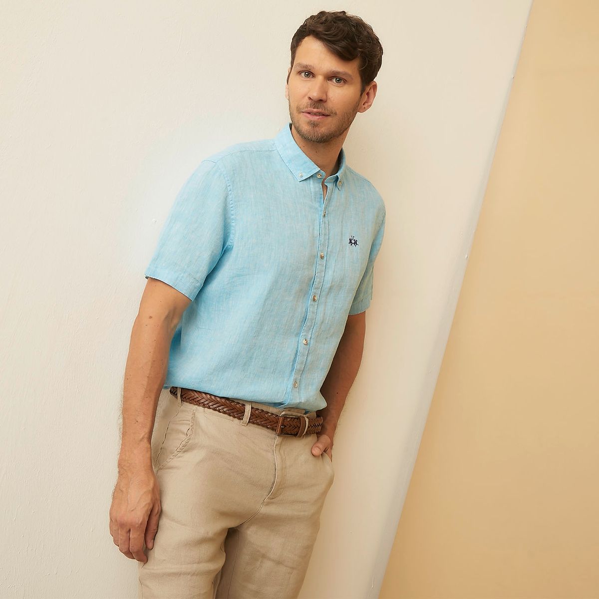 LA MARTINA - Camisa Manga Corta Lino Hombre La Martina