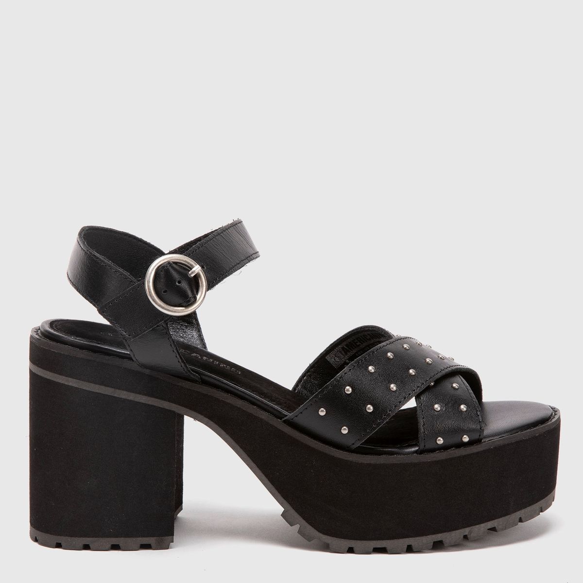 AMERICANINO - Sandalia Mujer Cuero Negro Americanino