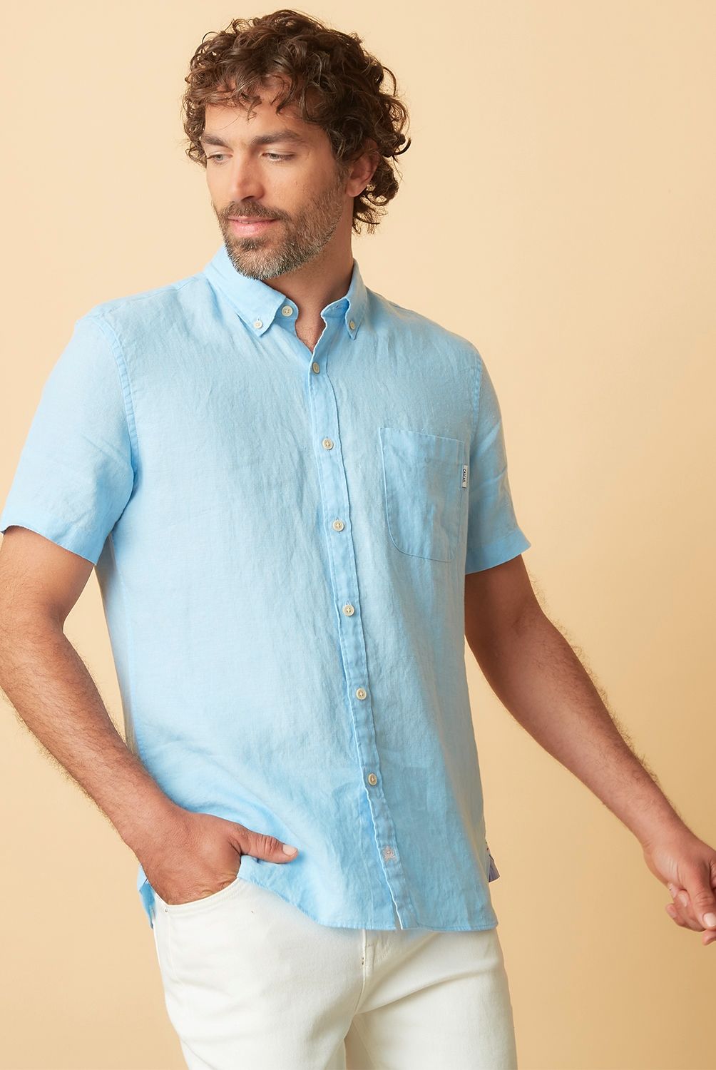 CASCAIS - Camisa Casual Lino Manga Corta Hombre Cascais
