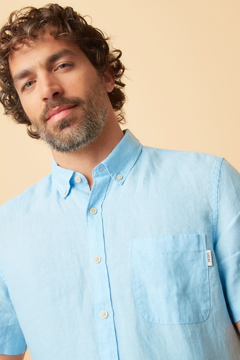 CASCAIS - Camisa Casual Lino Manga Corta Hombre Cascais