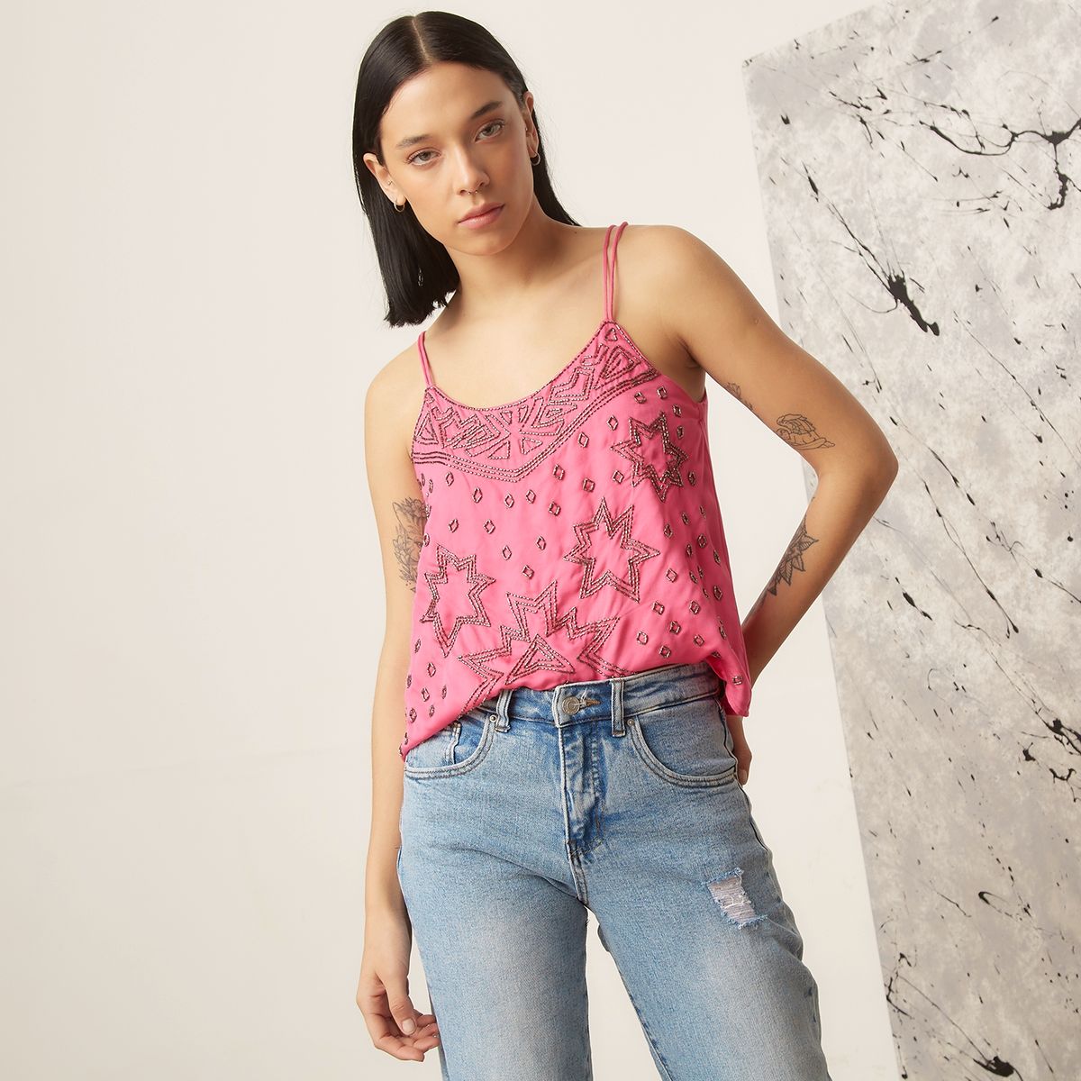 AMERICANINO - Blusa Sin Mangas Fiesta Mujer Americanino