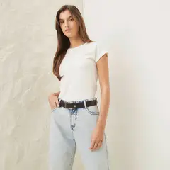 BASEMENT - Polera Regular Manga Corta Mujer Algodón Orgánico