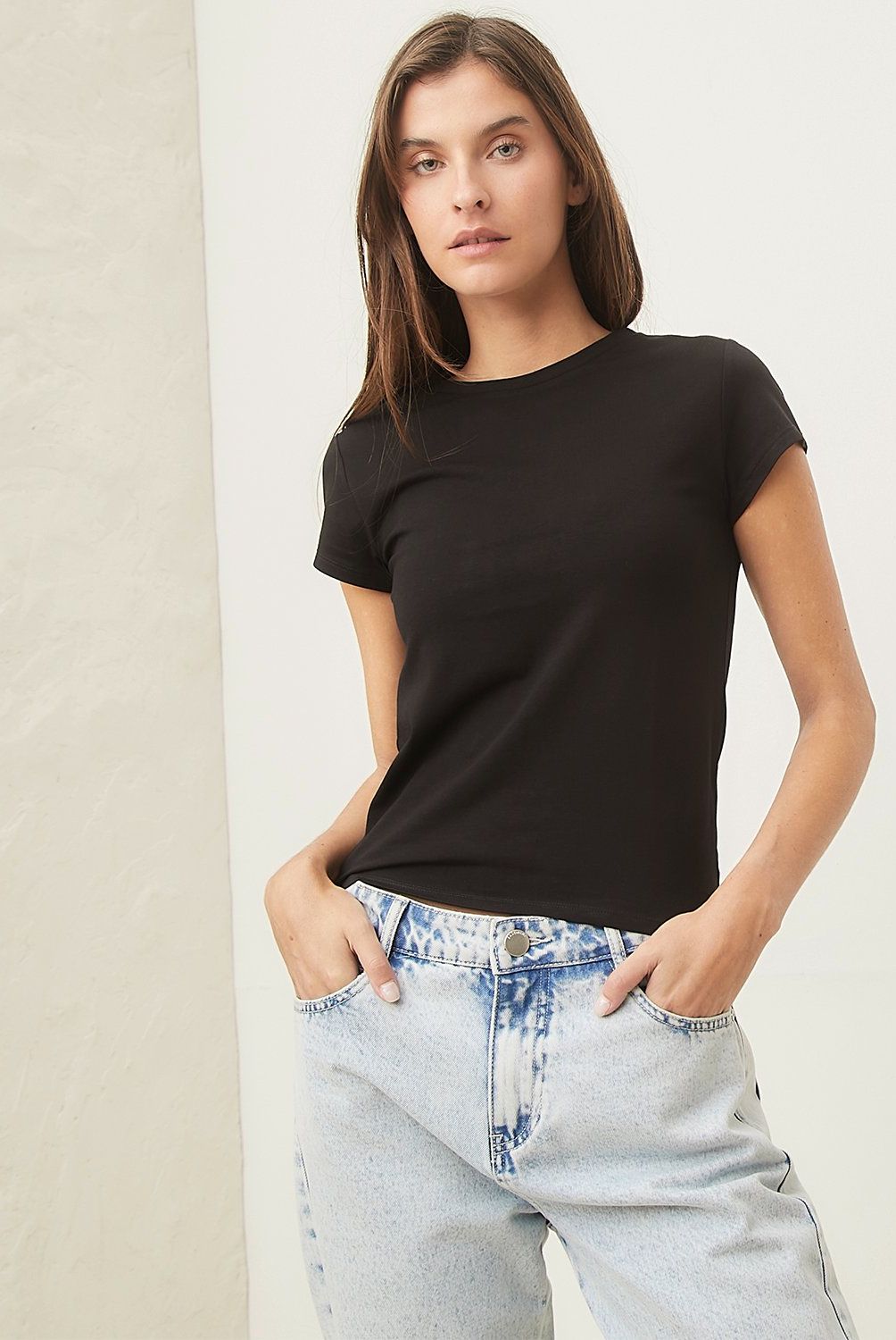 BASEMENT - Polera Regular Manga Corta Basement Mujer Algodón Orgánico