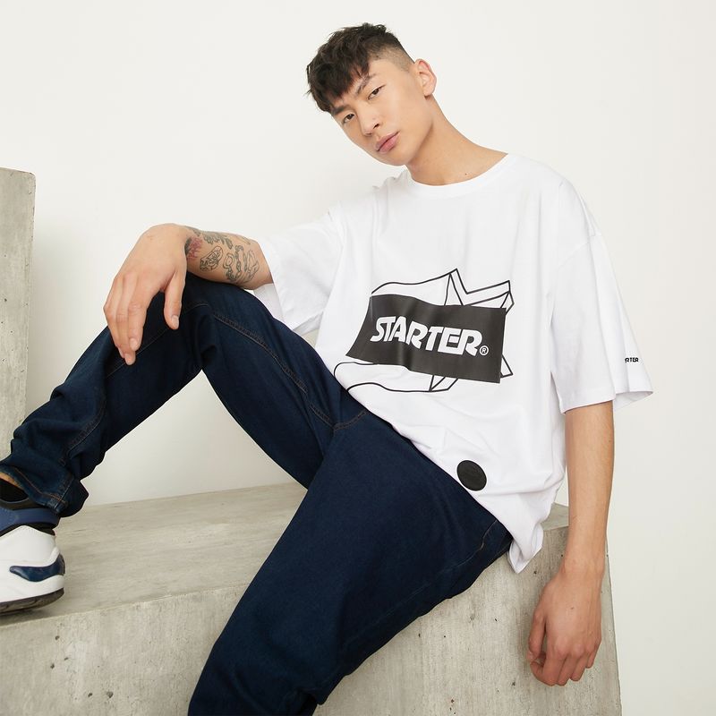 STARTER - Polera Manga Corta Algodón Oversized Fit Hombre Starter