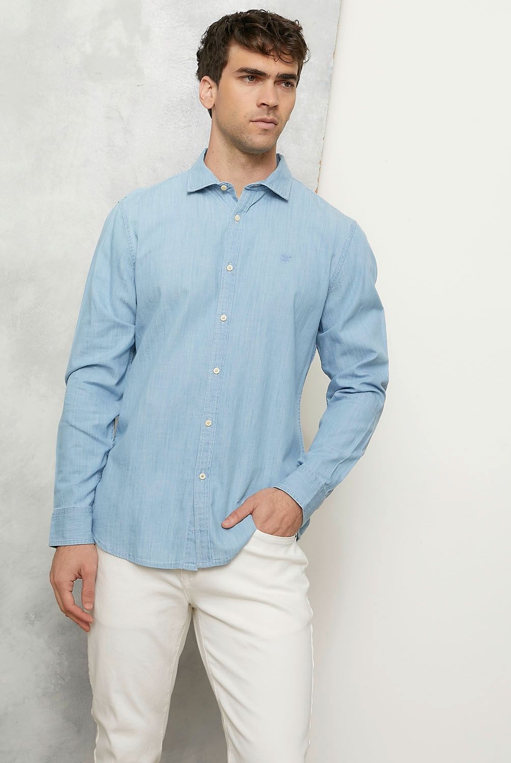 WOLF&HANK - Camisa Casual Manga Larga Algodón Hombre Wolf&Hank