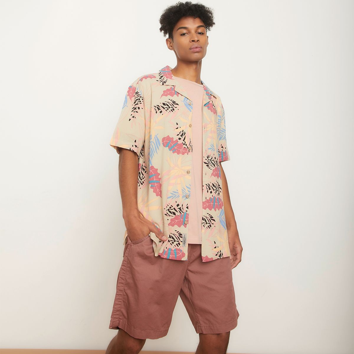 BEARCLIFF - Camisa Guayabera Manga Corta Viscosa Hombre Bearcliff