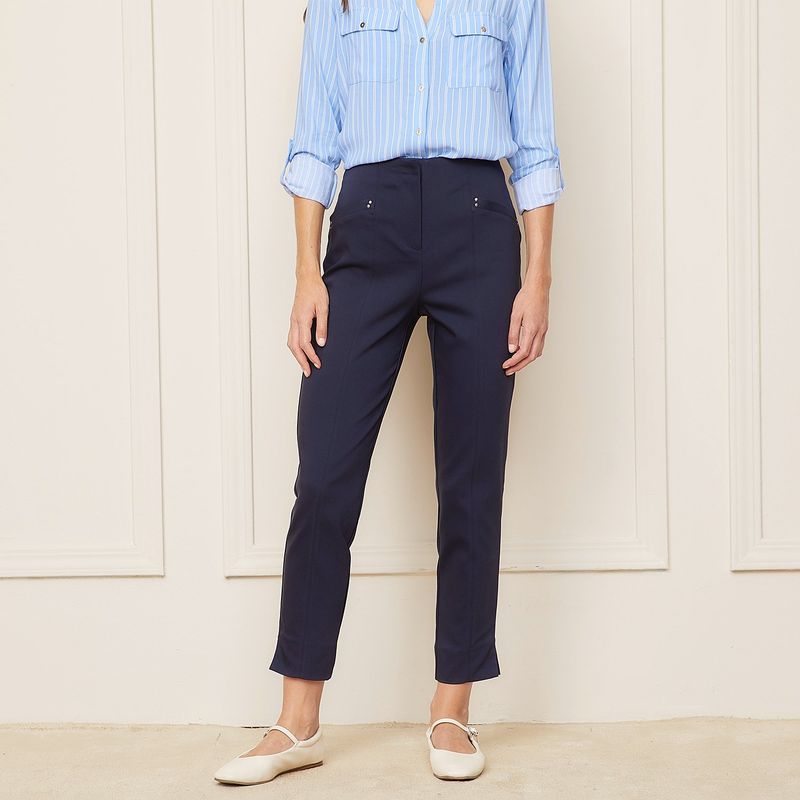 BASEMENT - Pantalón Sastre Slim Fit Tiro Alto Mujer Basement