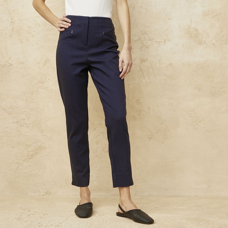 BASEMENT - Pantalón Sastre Slim Fit Tiro Alto Mujer Basement