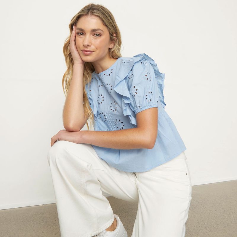 SYBILLA - Blusa Manga Corta Algodón Mujer Sybilla