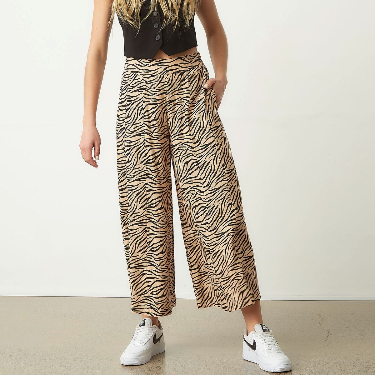 SYBILLA - Pantalón Culotte Tiro Alto Mujer Sybilla