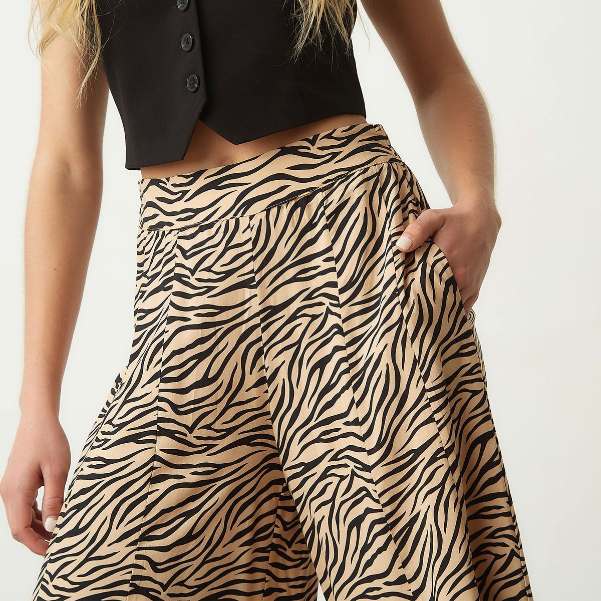 SYBILLA - Pantalón Culotte Tiro Alto Mujer Sybilla