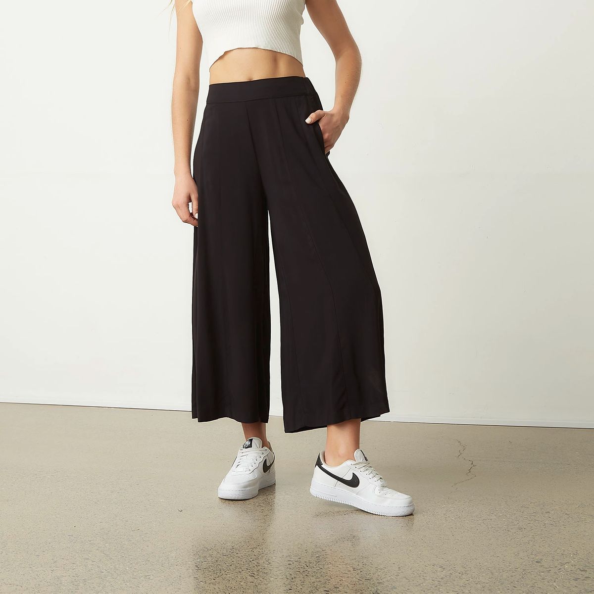 SYBILLA - Pantalón Culotte Tiro Alto Mujer Sybilla