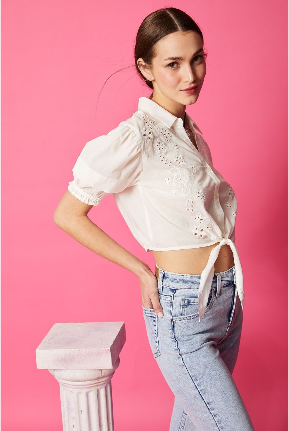 SYBILLA - Blusa Manga Corta Algodón Mujer Sybilla