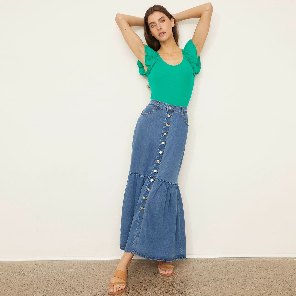 BASEMENT - Falda Jeans Maxi Mujer Basement