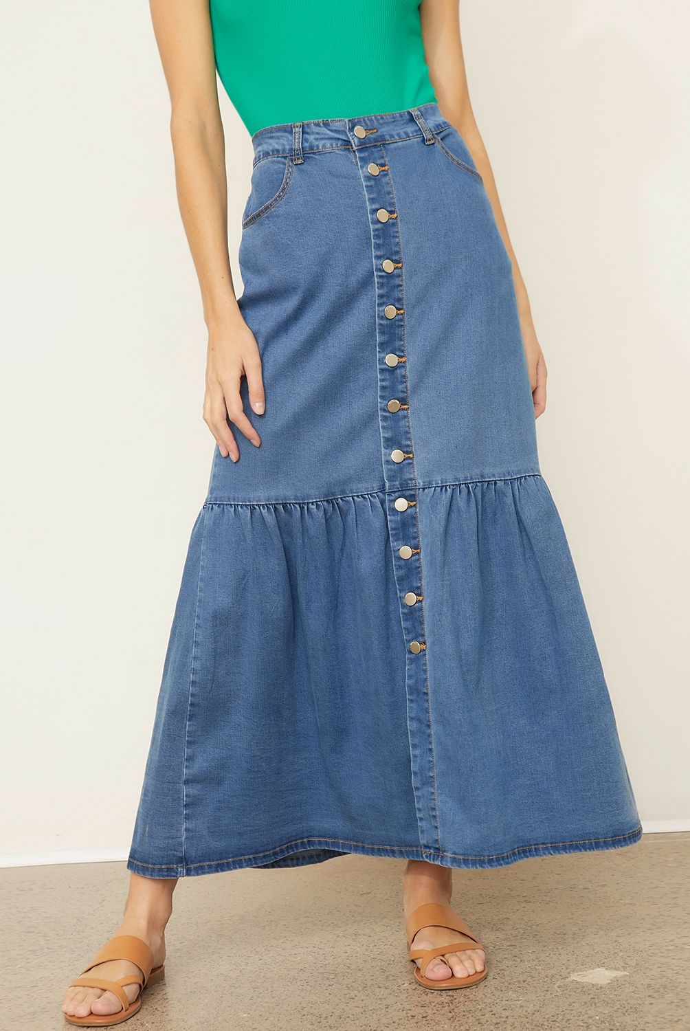 BASEMENT - Falda Jeans Maxi Mujer Basement