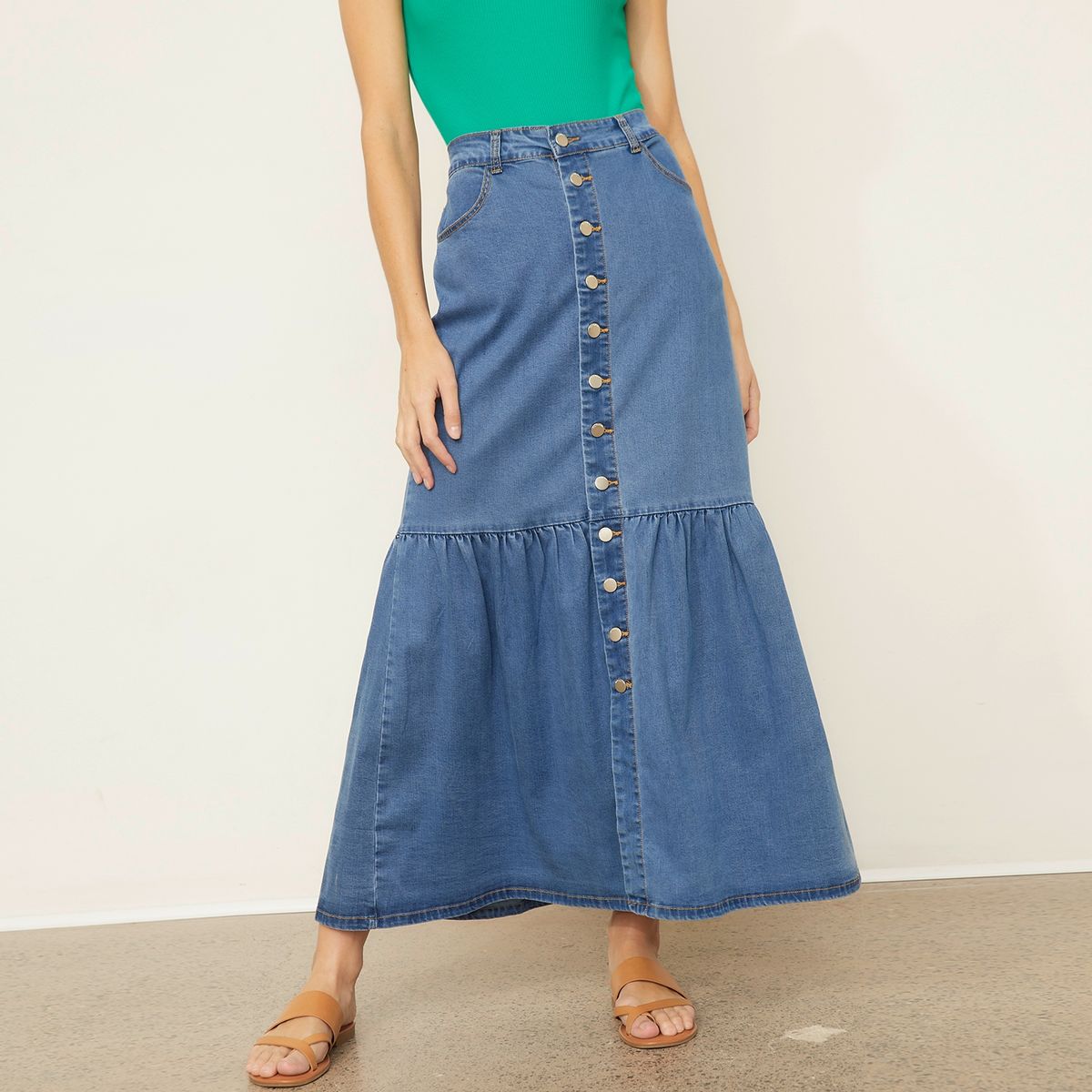 BASEMENT - Falda Jeans Maxi Mujer Basement
