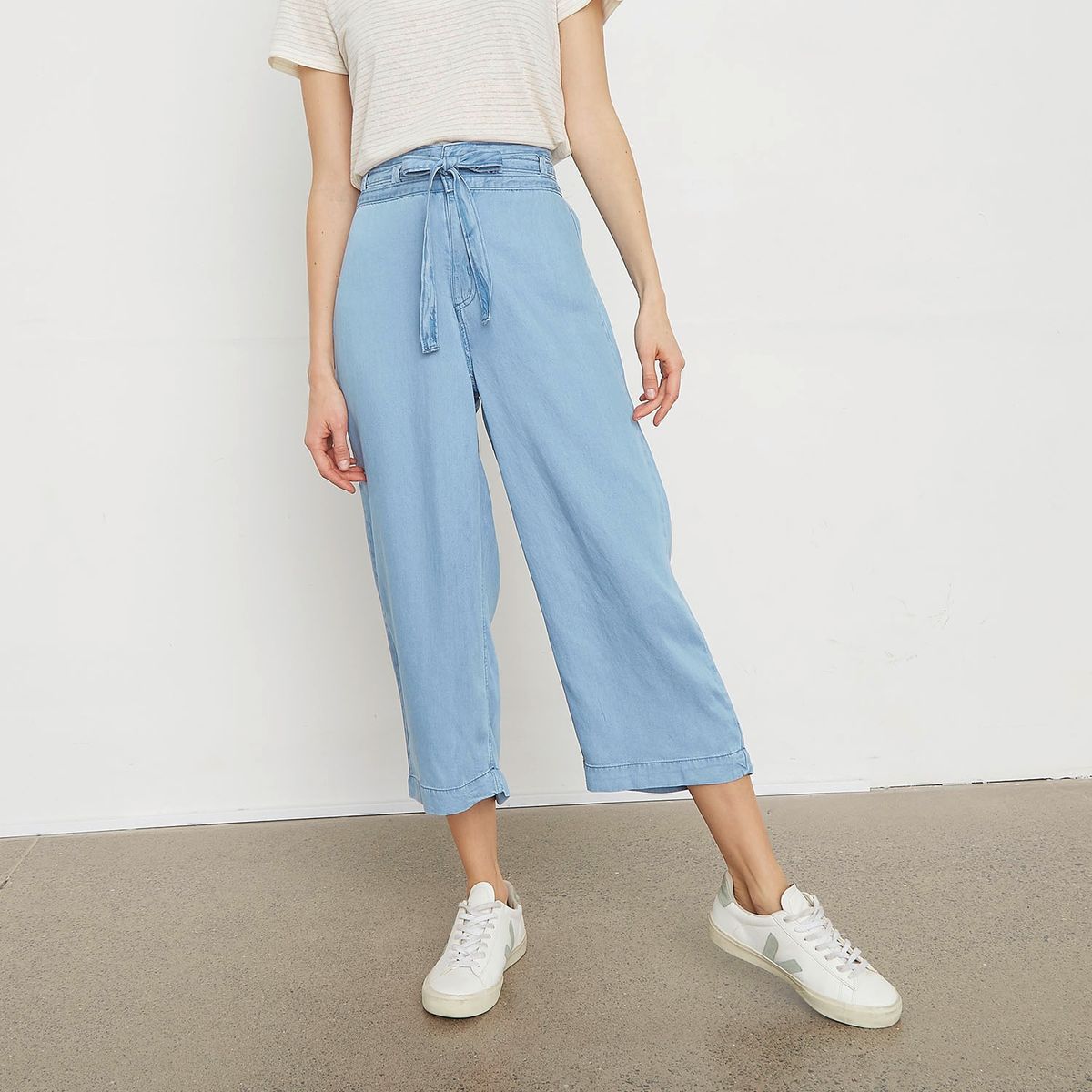 ELLE - Pantalón Capri Tiro Alto Tencel Mujer Elle