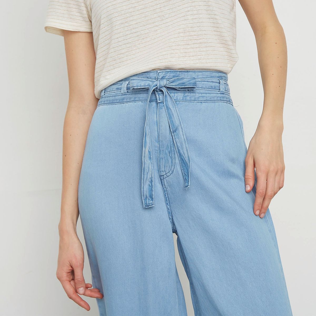 ELLE - Pantalón Capri Tiro Alto Tencel Mujer Elle