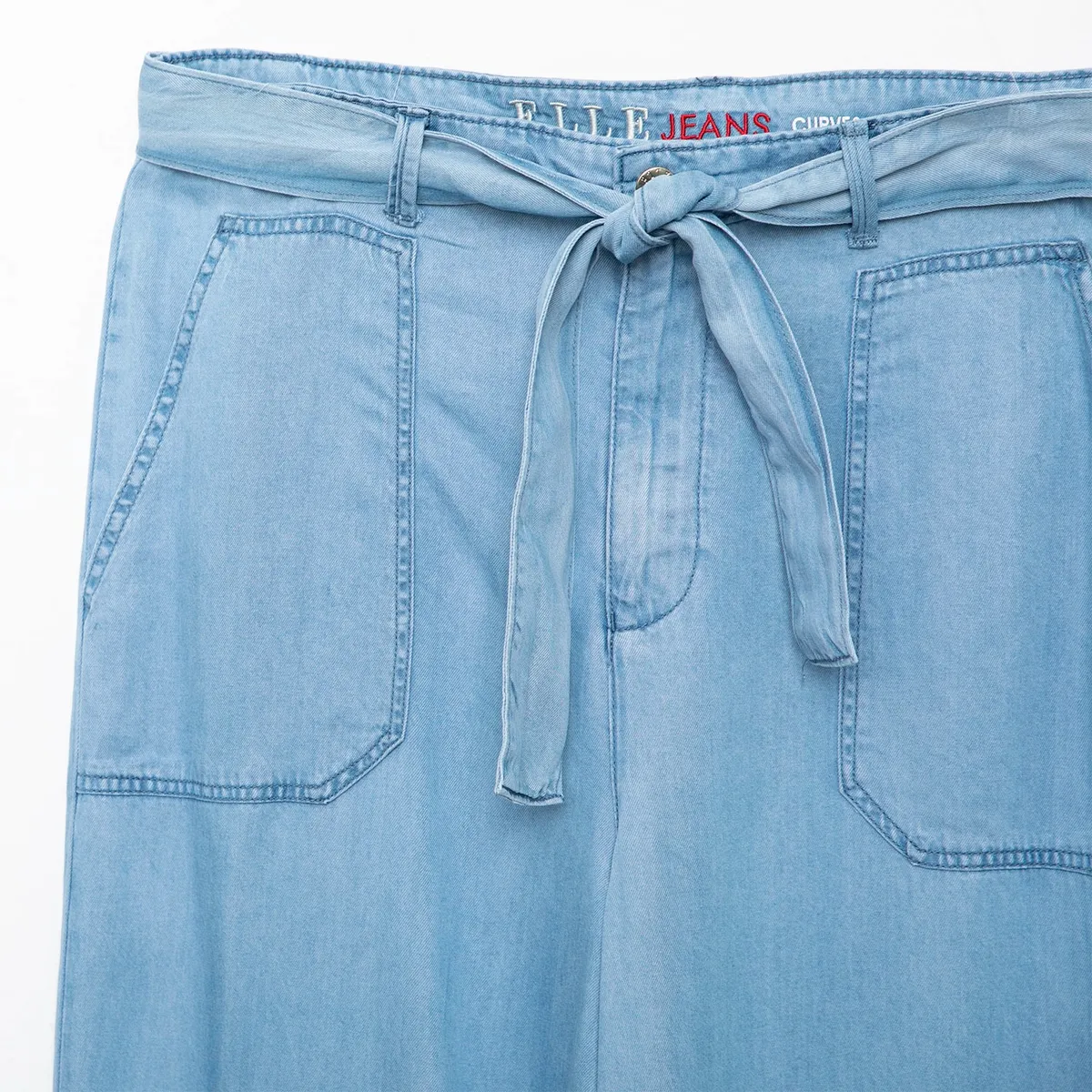 ELLE - Pantalón Palazzo Tiro Alto Tencel Mujer Elle