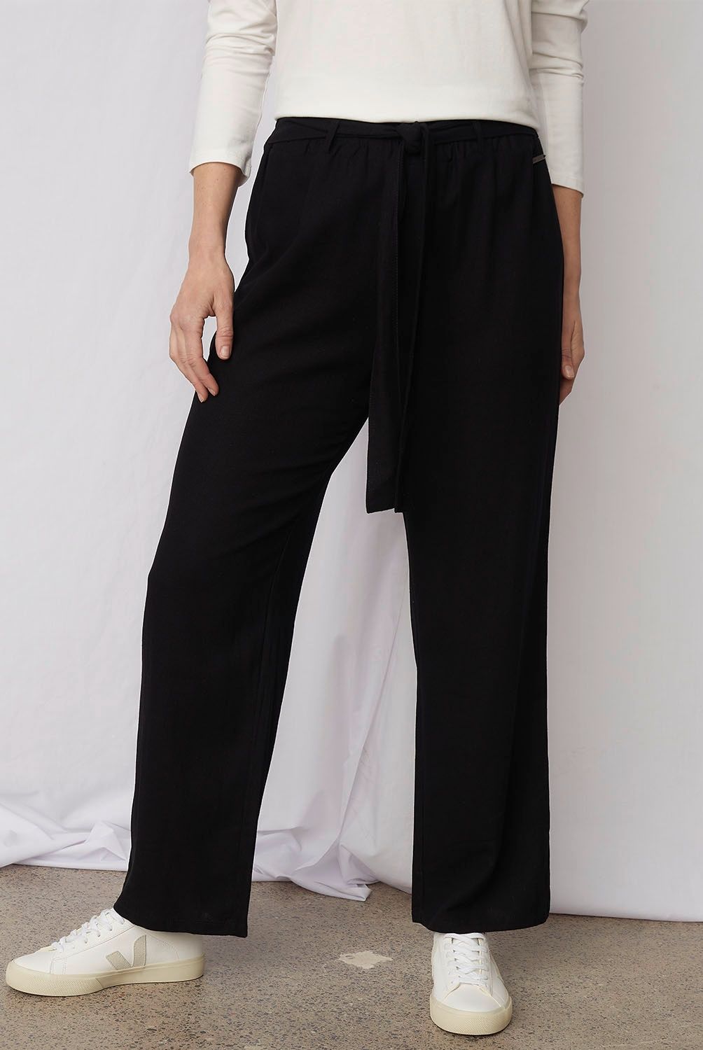 NEWPORT - Pantalón Capri Lino Tiro Alto Mujer Newport