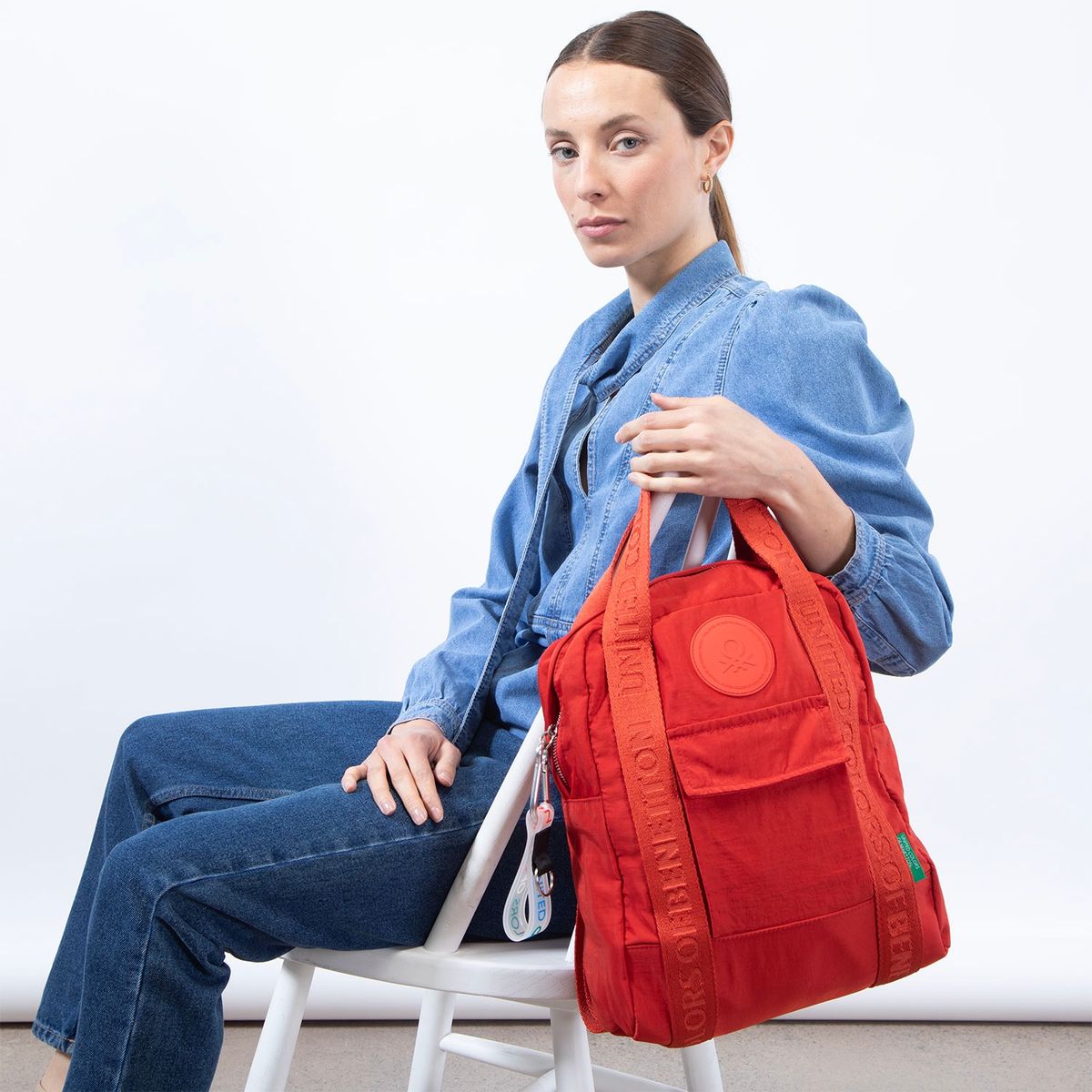 BENETTON - Mochila Mujer Roja Benetton