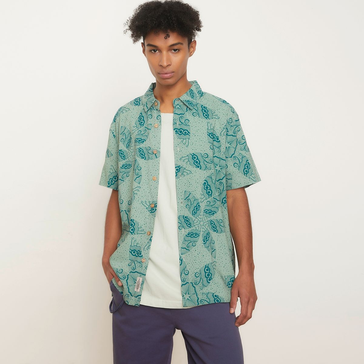 BEARCLIFF - Camisa Guayabera Manga Corta Algodon Hombre Bearcliff