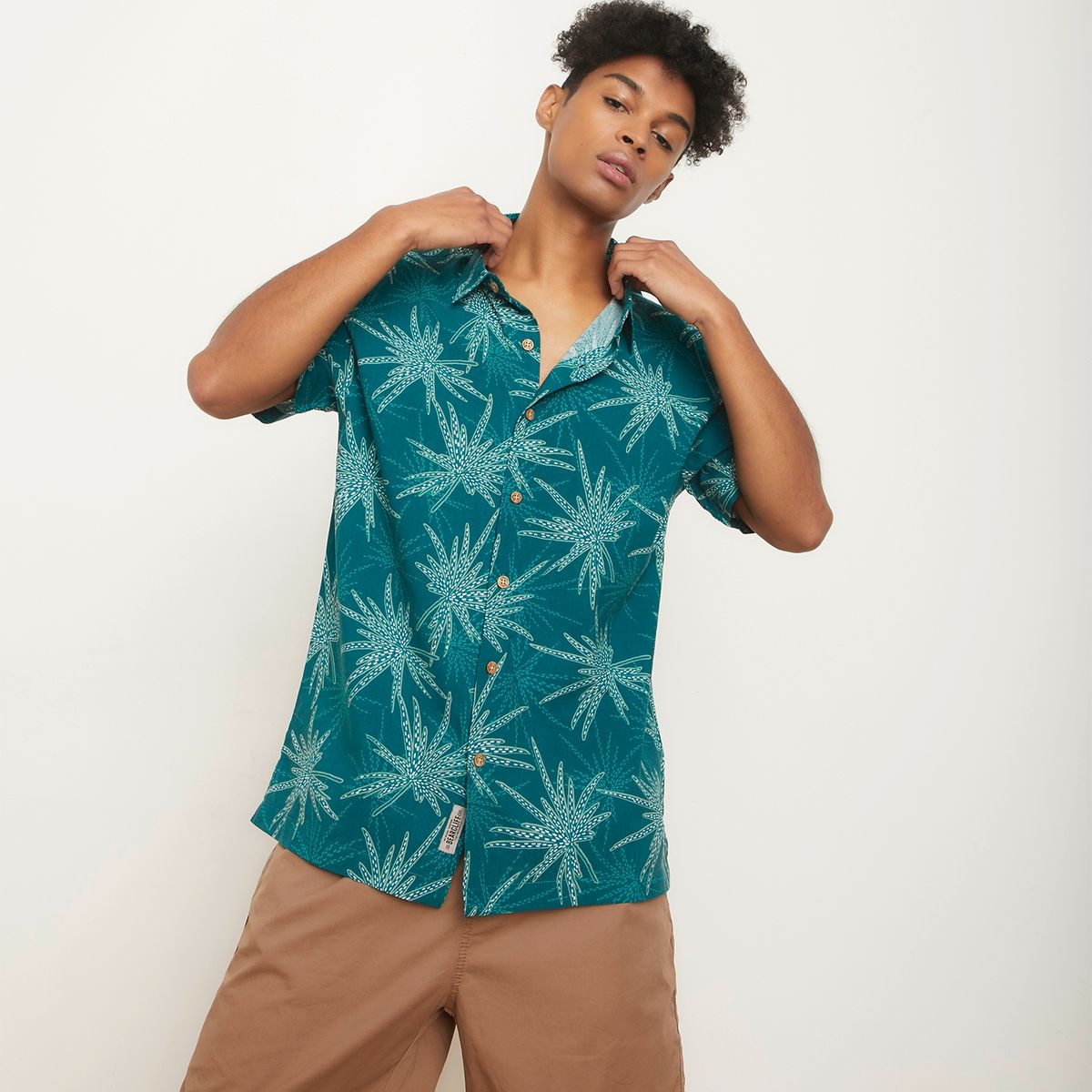 BEARCLIFF - Camisa Guayabera Manga Corta Algodon Hombre Bearcliff