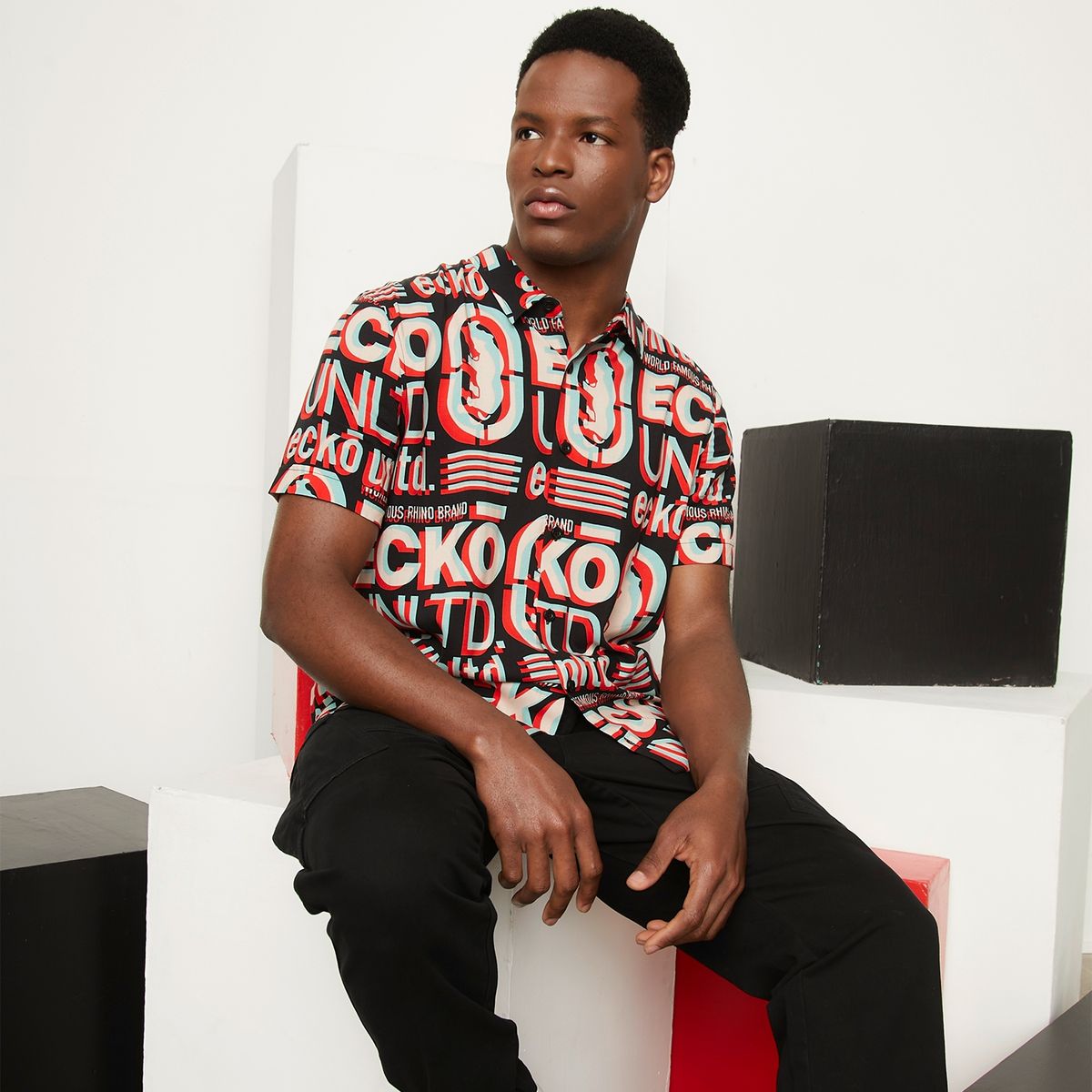 ECKO - Camisa Casual Manga Corta Viscosa Hombre Ecko