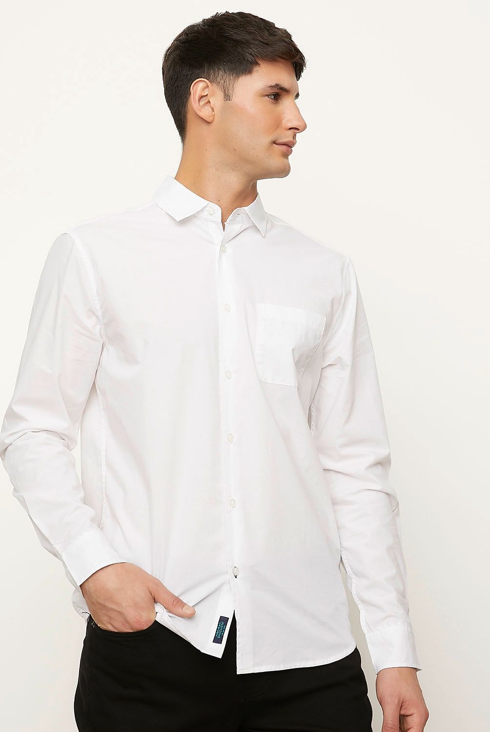 BASEMENT - Camisa Casual Manga Larga Algodón Hombre Basement