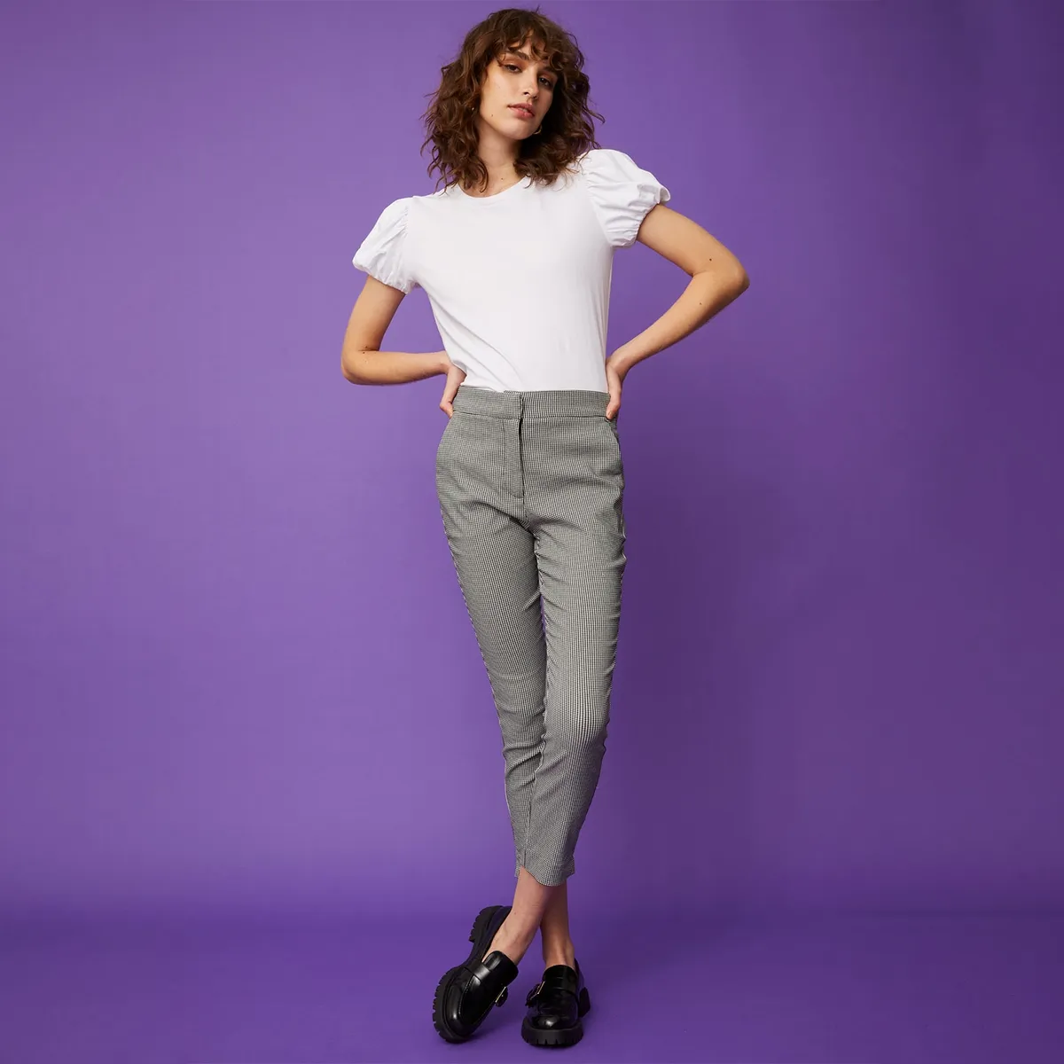 BASEMENT - Pantalón Straight Alto Basement Mujer Algodón