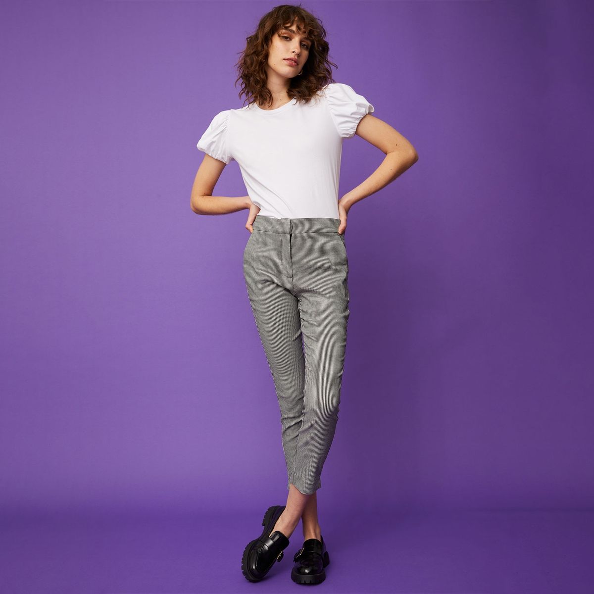 BASEMENT - Pantalón Straight Alto Basement Mujer Algodón