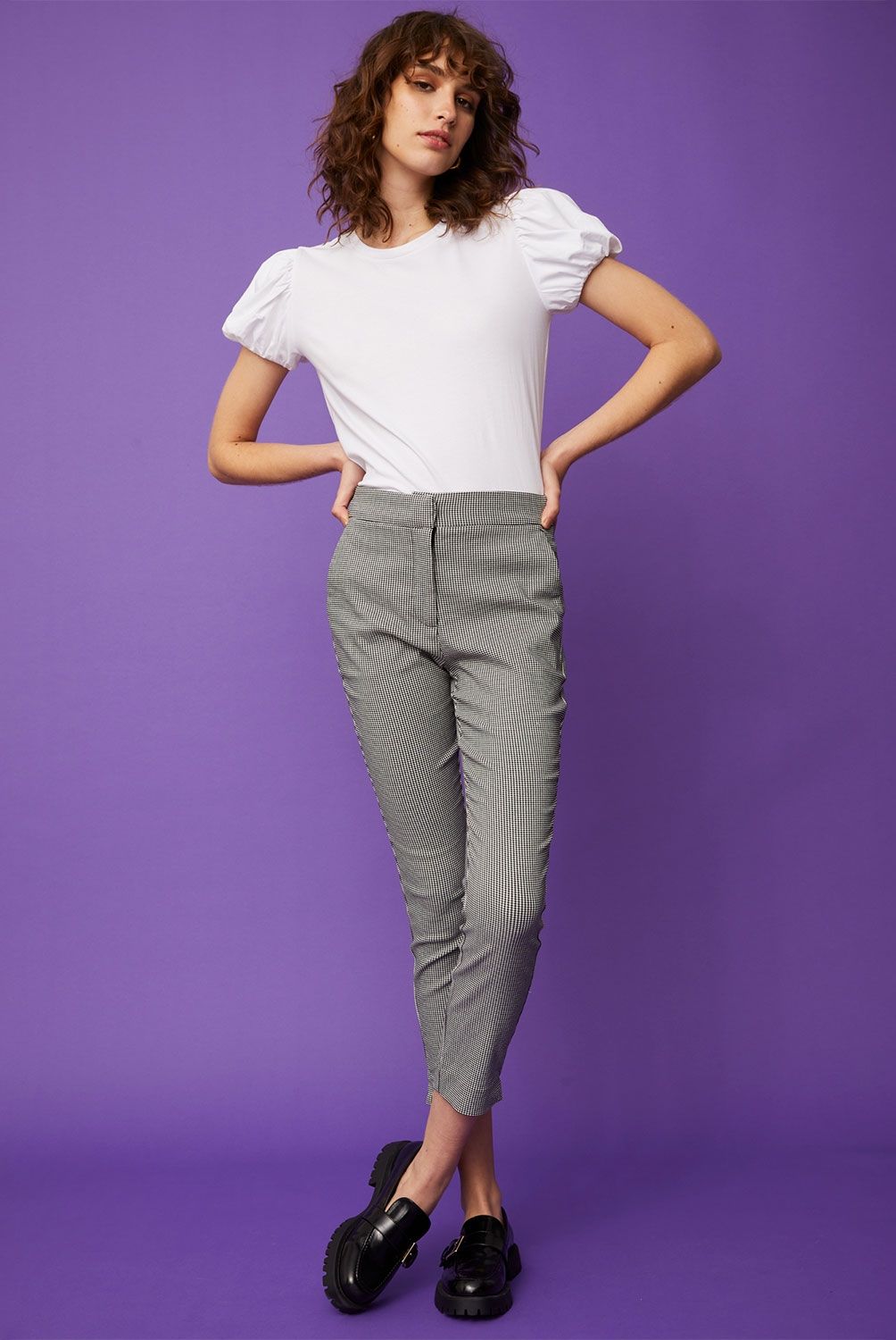 BASEMENT - Pantalón Straight Alto Basement Mujer Algodón