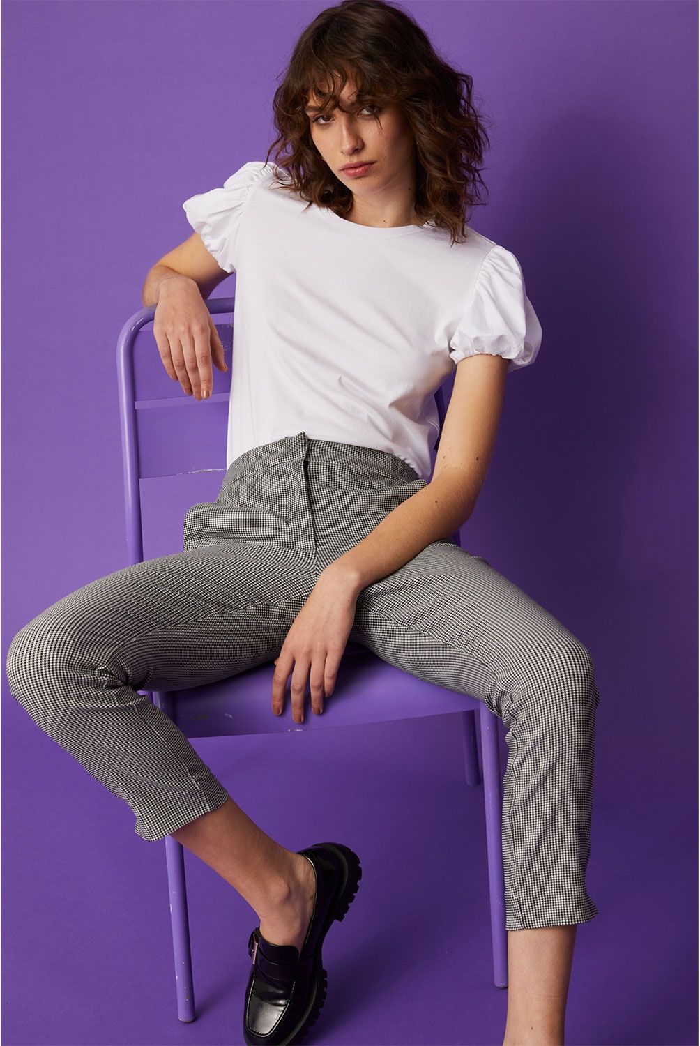 BASEMENT - Pantalón Straight Alto Basement Mujer Algodón