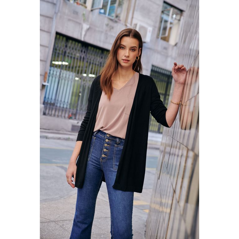 Sweater Manga Larga Mujer Viscosa Diseño Liso