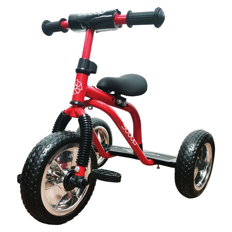 SCOOP - Triciclo Scoop Básico de Acero Rojo con Altura Ajustable