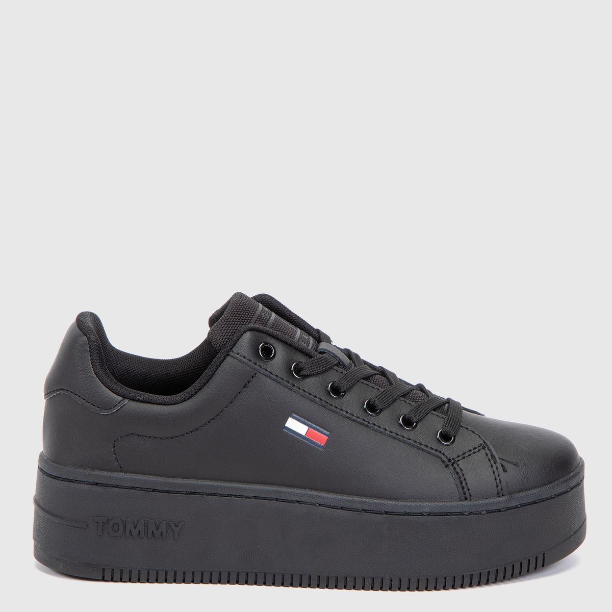 TOMMY HILFIGER - Zapatilla Urbana Mujer Cuero Negro Tommy Hilfiger