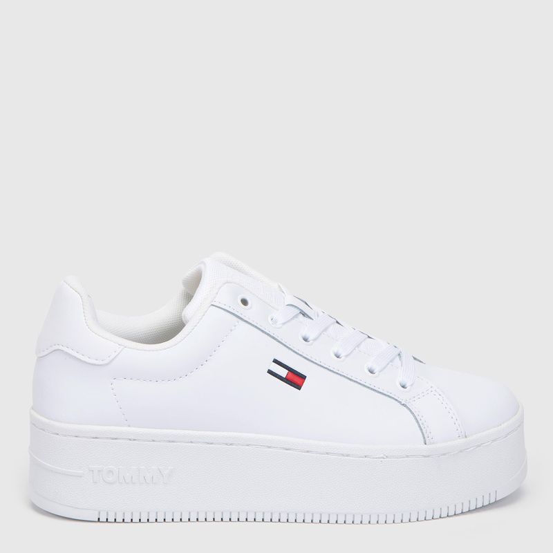 TOMMY HILFIGER - Zapatilla Urbana Mujer Cuero Blanco Tommy Hilfiger