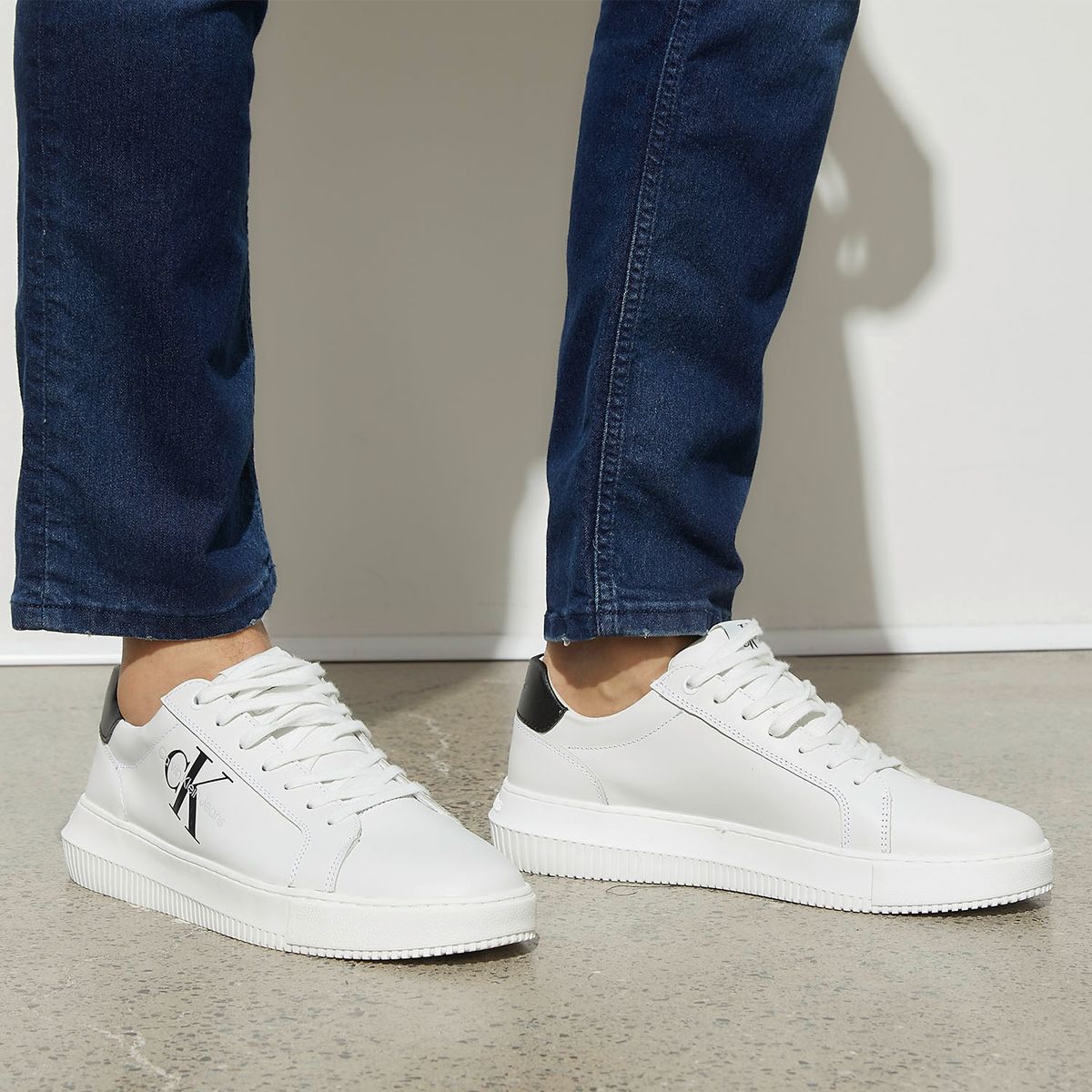 CALVIN KLEIN - Zapatilla Urbana Hombre Cuero Blanca Calvin Klein