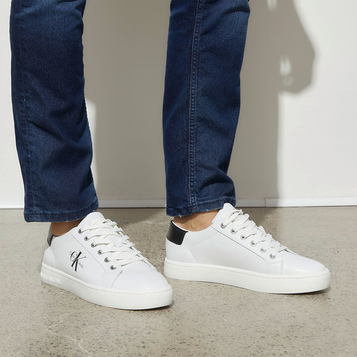 CALVIN KLEIN - Zapatilla Urbana Hombre Cuero Blanca Calvin Klein