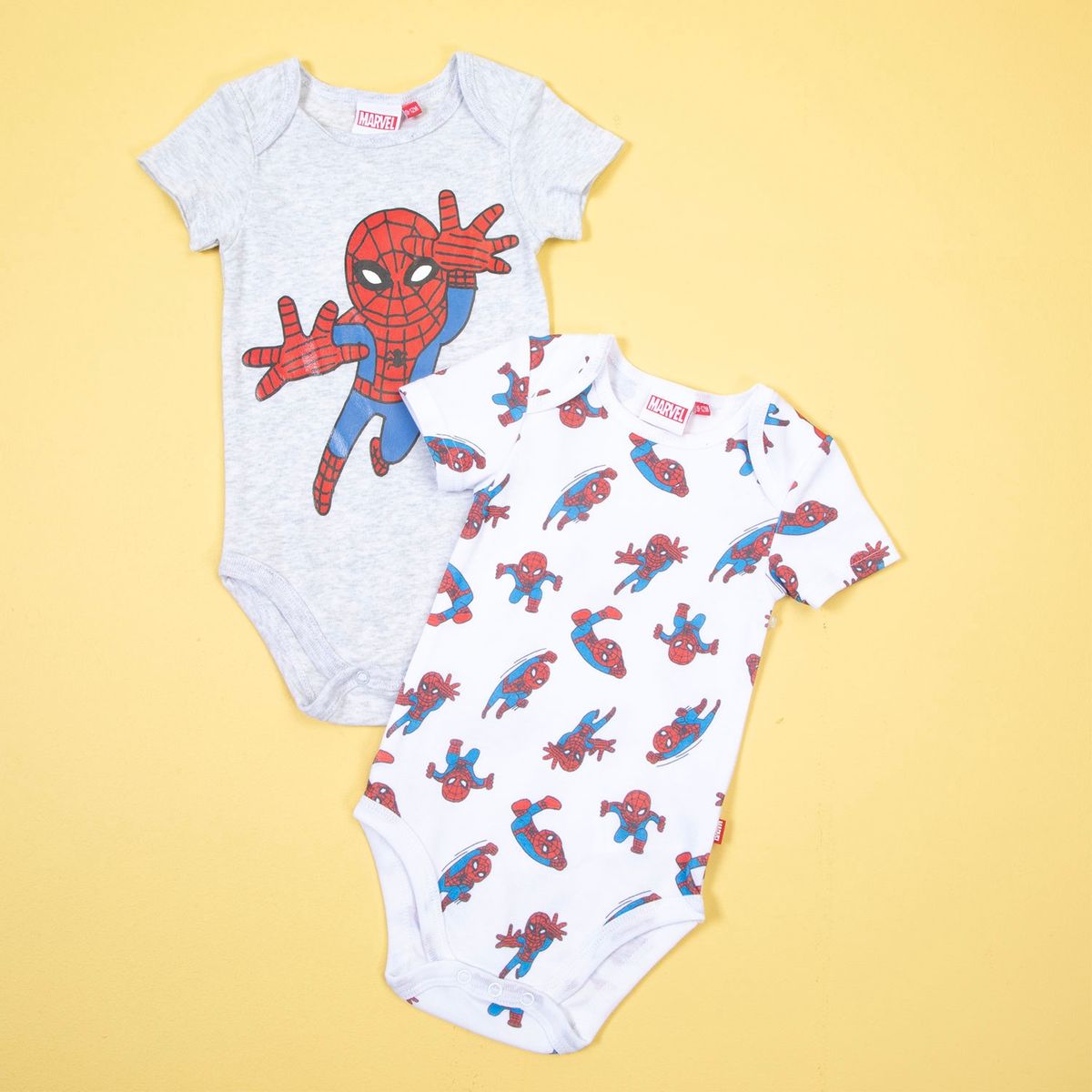 MARVEL - Body Pack De 2 Unidades Algodón Bebé Niño Spider Man Marvel